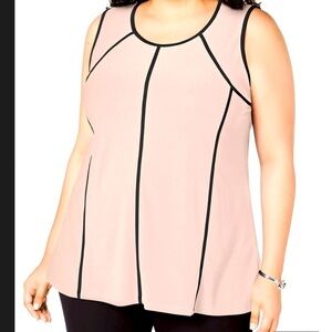 Alfani Womens Plus Piping Hi-Low Tank Top, Pink, 3X NWT
